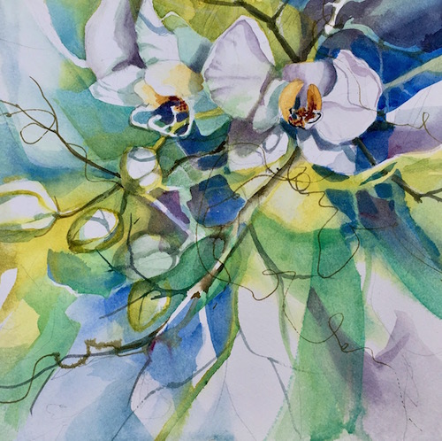 Kathleen Conover transparent watercolor orchids