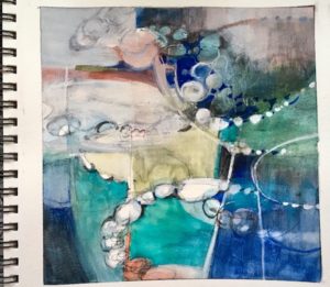Kathleen Conover watercolor abstract playing with water and colors.