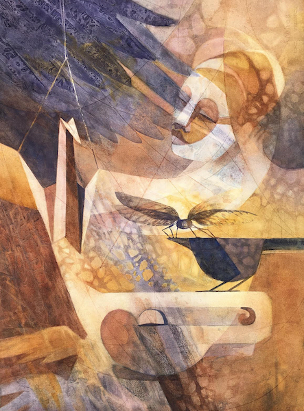 Kathleen Conover watercolor abstract contemplation in searching series.
