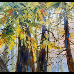 Through the Woods, acrylic on 140# acrylic prepared paper